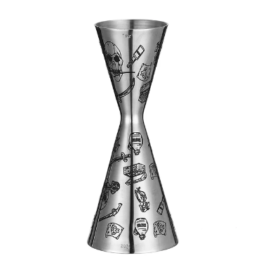 Jigger Skull Rose Plata 1x2oz
